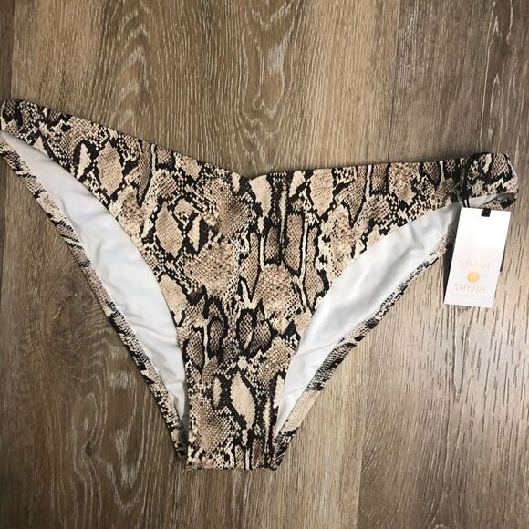 Shade & Shore Bikini Bottoms swim suit bathing suit, snake print Large NEW - Picture 2 of 7
